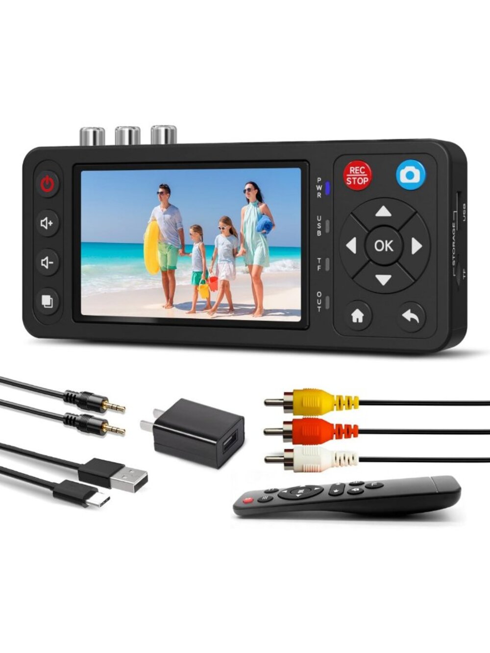 VHS to Digital Converter with 4" HD Screen, USB & TF Storage, VCR/DVD Compatible